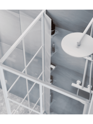 Macro Tidy dusjhylle - I  frostet glass eller svart glass