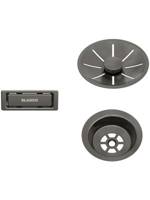 Blanco Infino kurvventil og rektangulært overløp i Dark steel farge - For enkelkum