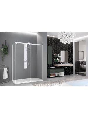 Novellini Kuadra 2.0 PH+FH, 2-delt skyvedør, Hvit matt / Sort Matt / Krom