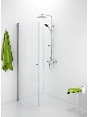 Contura Space rund/buet dusjdør med knott 80/90 cm Lav modell - Høyde 185 cm