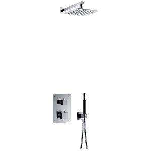 Tapwell BOX8268 Square ED2 takdusjsett - Komplett trykk- og termostatstyrt innbyggingssystem 