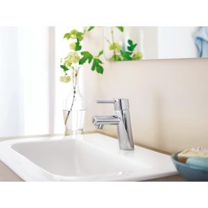 Grohe Concetto servantbatteri i krom, liten modell med kjedefeste