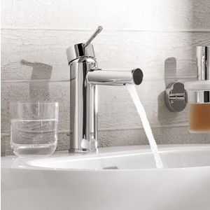 Grohe Essence 1-greps servantbatteri i krom- Liten modell, med kaldstart/bunnventil