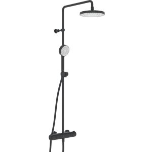 Oras Nova rainshower med termostat i matt svart - Komplett Takdusjpakke 7402C-33