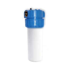 Klart vann plastfilterhus 9 3/4" mod 113 - 3-delt med låsering og hvit filterkopp