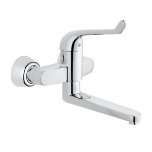 Grohe Euroeco Single Sequential Ettgreps sikkerhetsbatteri til servant for vegg, DN 15