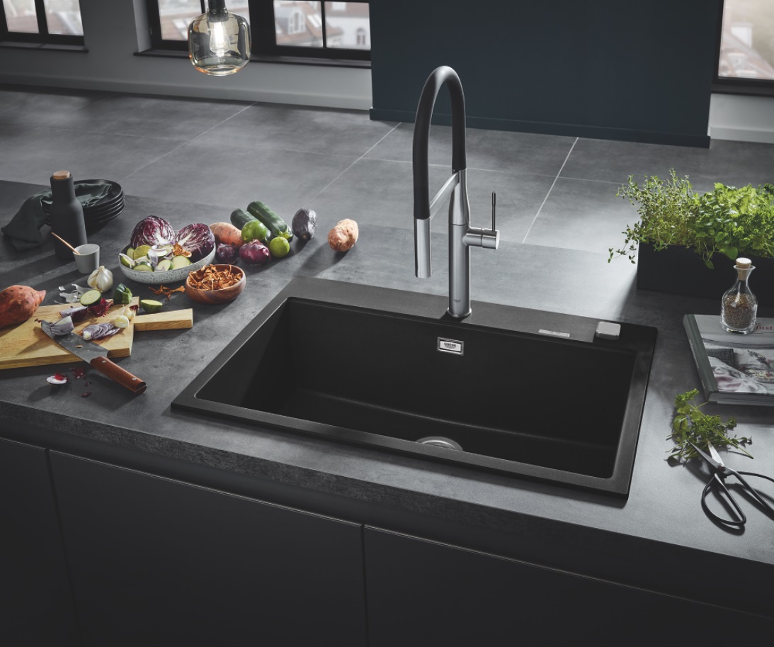 Grohe K700 Kjøkkenvask for nedfelling 780x510 mm, Sort Granitt kompositt