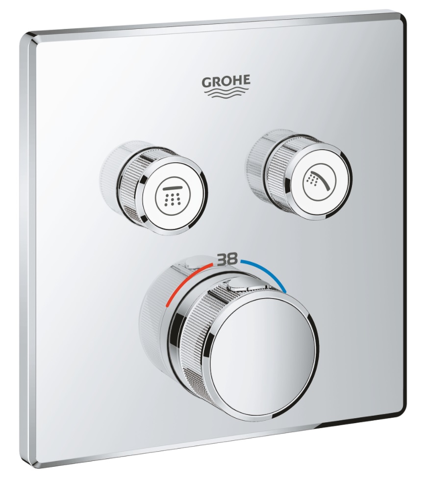 Grohe Grohtherm SmartControl termostat for skjult installasjon med 2 uttak, Krom